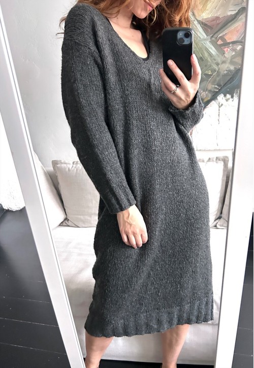 Knit Maxi Soft Gray warm Pullover - Dress - One Size