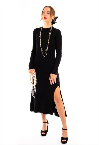 Soft Stylish Knitted Ribbed Midi Bodycon Dress tie up on back