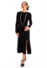 Soft Stylish Knitted Ribbed Midi Bodycon Dress tie up on back