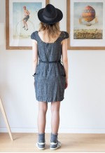 Dark grey woven soft belted pinafore dress