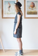Dark grey woven soft belted pinafore dress