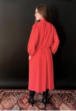 80's Vintage Red Ara Modell Bell Sleeve Midi Dress