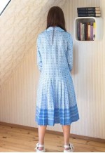 Light blue long sleeve pleated bottom shirt dress