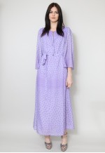 70's Ladies Vintage Dress Purple Bird Print Kimono Maxi