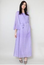 70's Ladies Vintage Dress Purple Bird Print Kimono Maxi