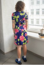 Vintage 70's Blue Rose Print Mini Dress