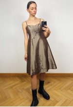 Vintage Silky Embellished Sleeveless Midi Dress