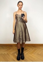 Vintage Silky Embellished Sleeveless Midi Dress